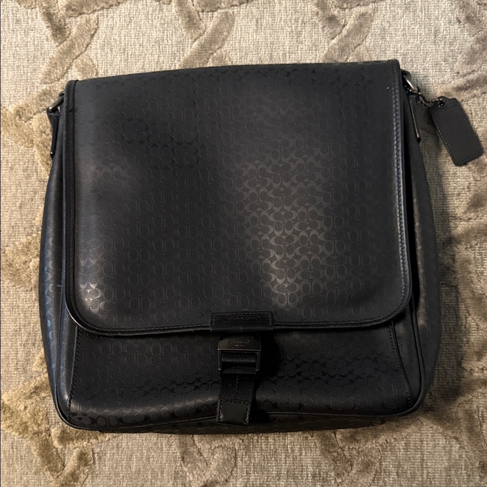 Coach Black Leather Messenger Bag